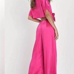 Lulu's Fuchsia Wide Leg Jumpsuit